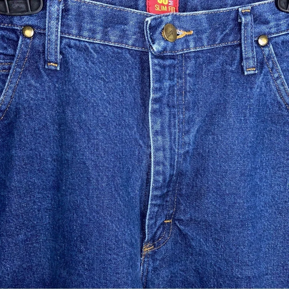 Actual 37x33 Wrangler Slim Fit Blue Denim Jeans 36MWZ Western Bootcut Cowboy Cut